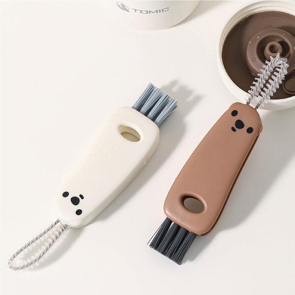 2Pcs 3 In 1 Cup Lid Cleaning Brush Groove Apron Cleaning Brush