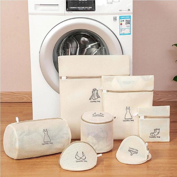 7 Pcs Laundry Bag Thicken Machine Wash Mesh Net Bag Set Package Storage Bags