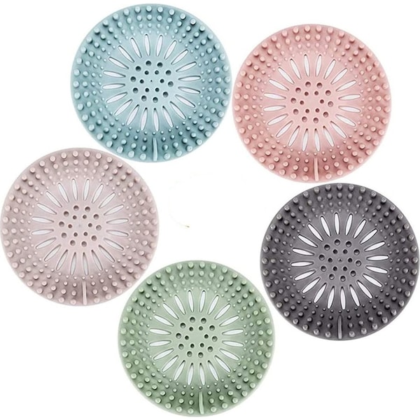 5 Pack Hair Catcher Durable Silicone Hair Stopper Bathroom Shower Drain Covers