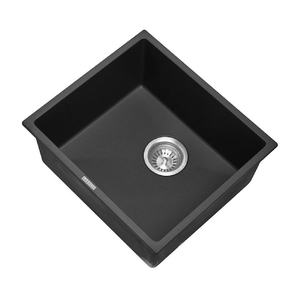 German Engineered Granite Quartz Stone Black Kitchen Sink Single Bowl 457x406mm