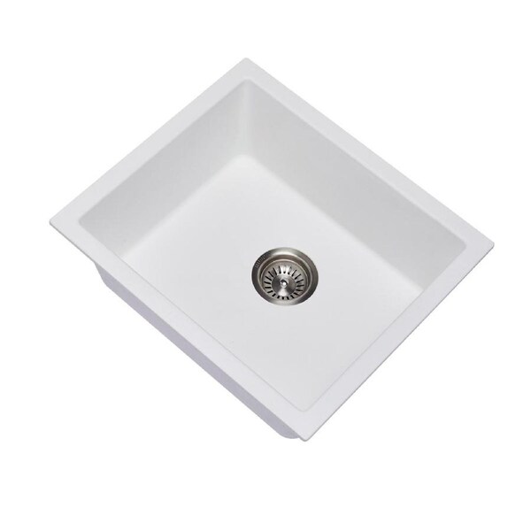 533x457x205mm White Granite Stone Single Kitchen Laundry Sink Drop In/Undermount
