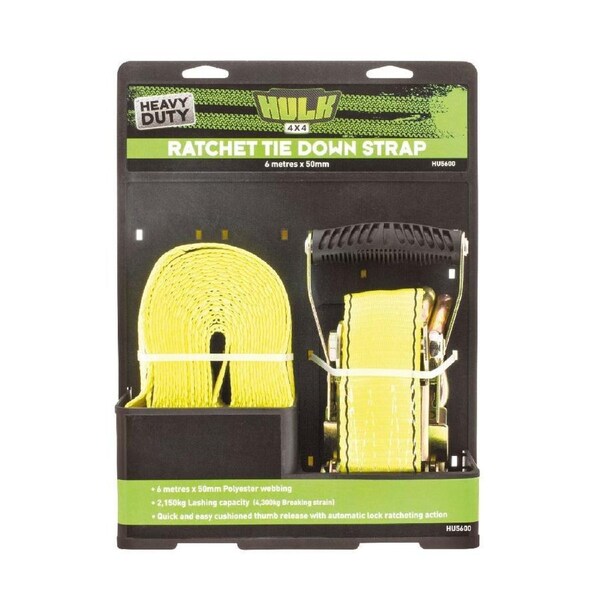 Hulk 4x4 HU5600 Offroad/Camping Heavy Duty Ratchet Tie Downs Cargo Straps 6m