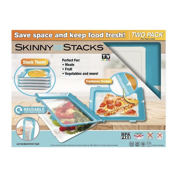 2pc Skinny Stacks Reusable Stackable Food Storage Plates/Trays/Wrap BPA Free