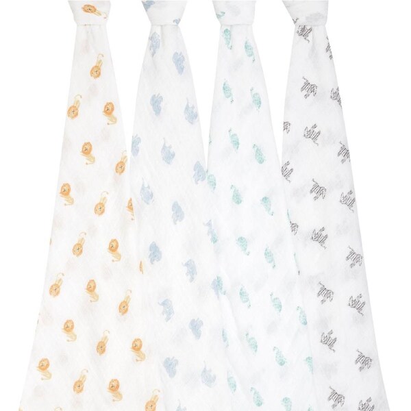 Aden + Anais ORGANIC Muslin Swaddles - Animal Kingdom 4pk