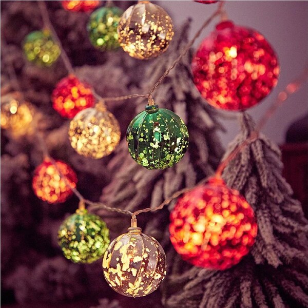 2 Pcs 3M Battery Christmas Tree Decoration Lights Strip Fairy Light Ball Light Strip