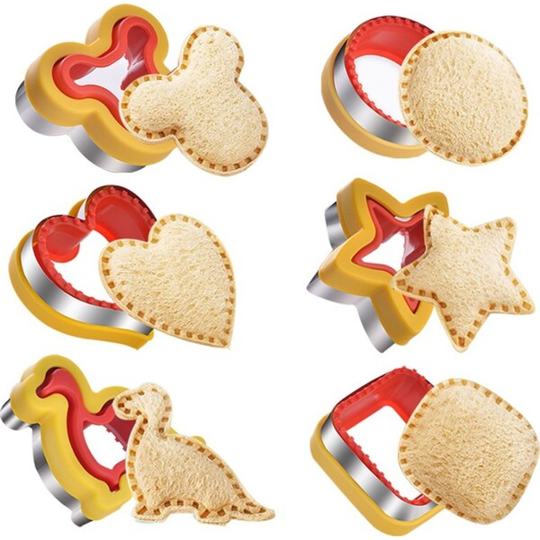 6Pcs Sandwich Cutter And Sealer Set Decruster Sandwich Maker Cookie Molds