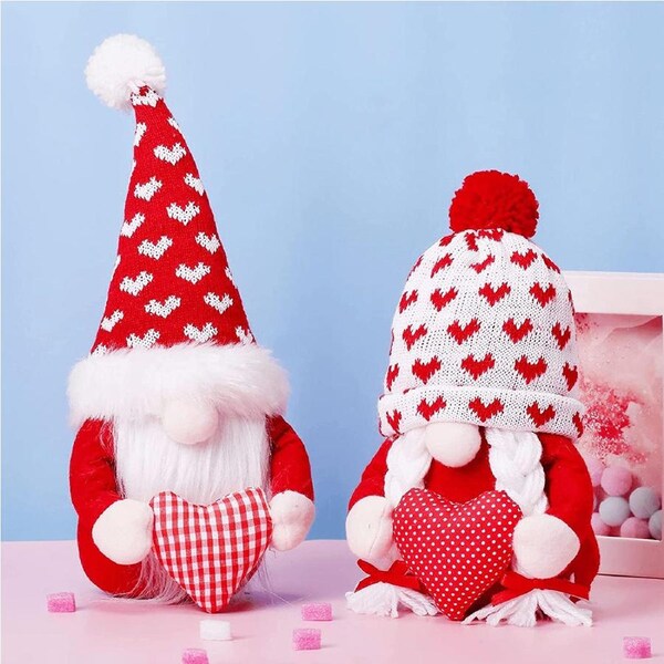 2 Pcs Christmas Decorate Valentines Day Decor Gnomes Romatic Gnome Oranment