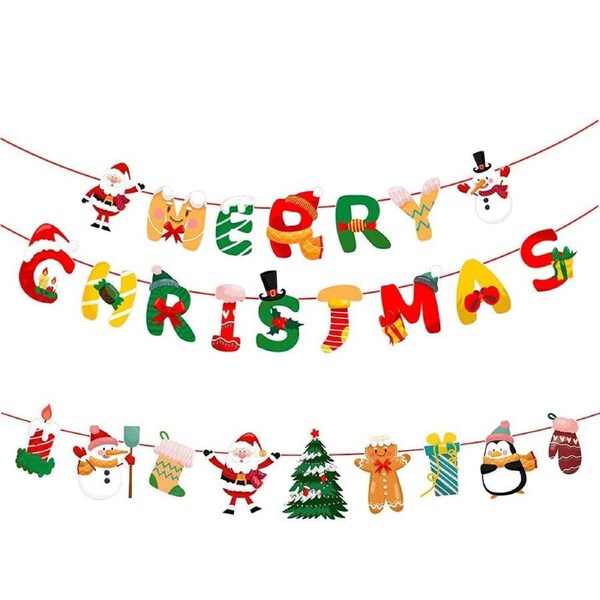 2 Pack Merry Christmas Banner Christmas Party Decorations Christmas Ornaments