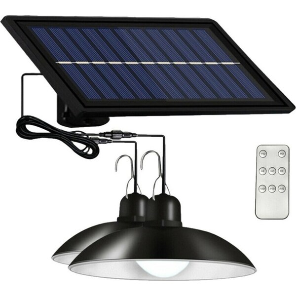 Outdoor Garden Yard LED Solar Hanging Pendant Lamp Double Head