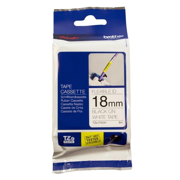 Brother 18mm Black on White FlexibleTZE Tape