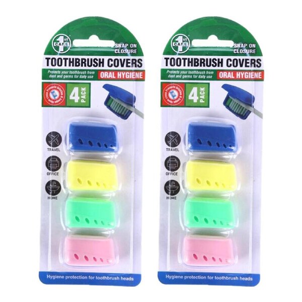 Ozoffer 8Pcs Toothbrush Heads Cover Wheat Straw Protective Cap Outdoor Travel