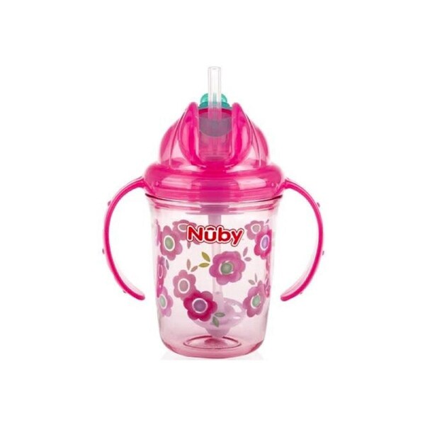 Nuby Baby/Kids Tritan Straw Flip It 240ml Drinking Water Bottle Tumbler Assorted