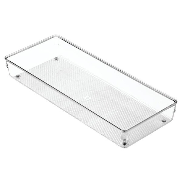iDesign Linus 38.1x15.2cm Kitchen Drawer Organiser Office Storage Tray Clear