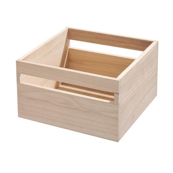 iDesign Rectangle Wood 10x10cm Storage Bin Kitchen Organiser w/ Handles Natural