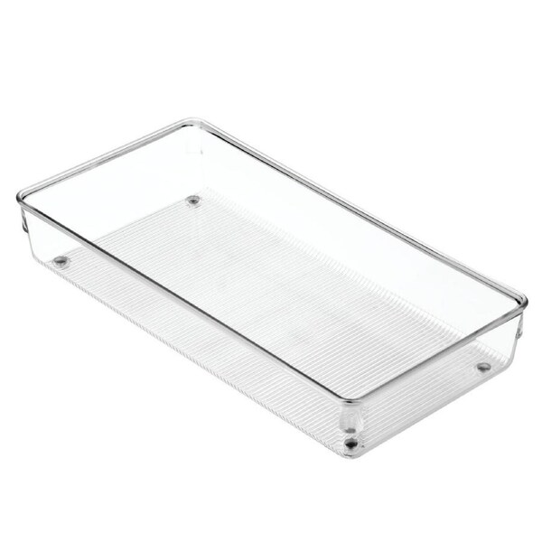 iDesign Linus 30.5x15.2cm Kitchen Drawer Organiser Office Storage Tray Clear