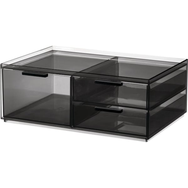 iDesign 21.59cm 3-Drawer Cosmetic Organiser Makeup Holder Clear/Matte White