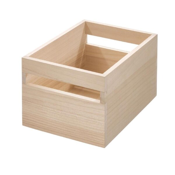 iDesign Rectangle Wood 7.5x10cm Storage Bin Kitchen Organiser w/ Handles Natural