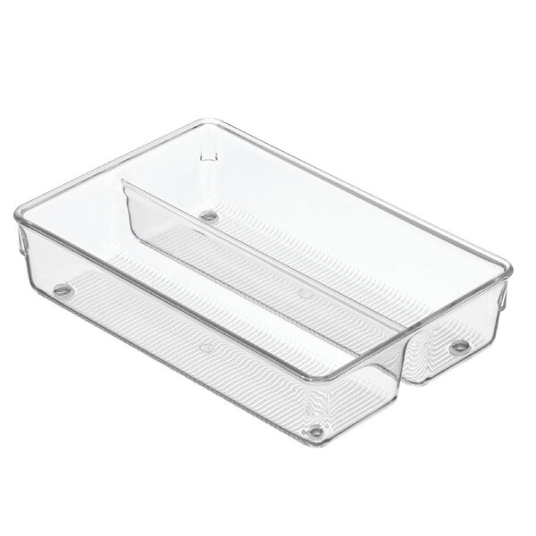iDesign Linus 22.9x15.5cm Twin Kitchen Drawer Organiser Home Storage Tray Clear