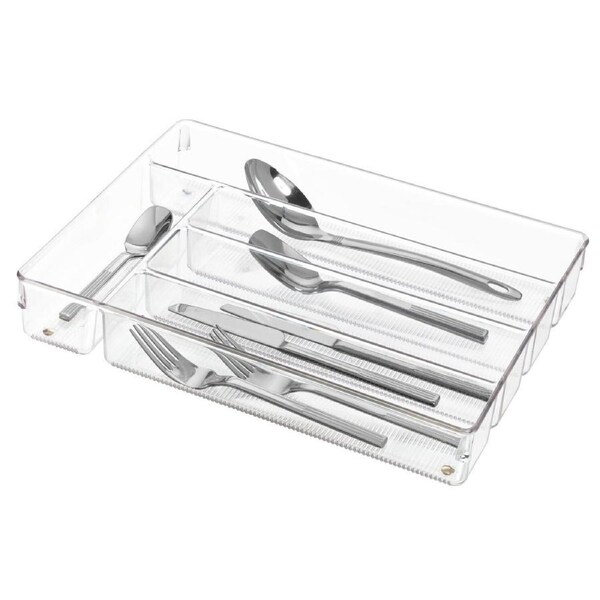 iDesign Linus 30.5x15.2cm Cutlery Tray Storage Holder Kitchen Organiser Clear