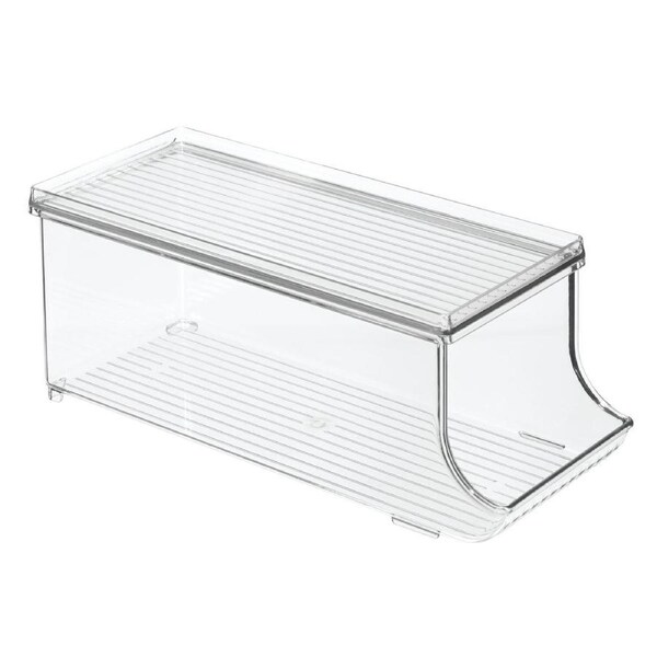 iDesign Fridge Binz 35.15x14.73cm Soda Holder Beverage Organiser w/ Lid Clear