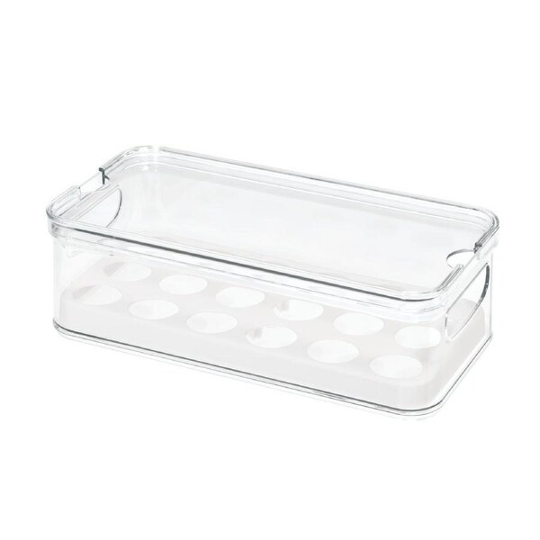 iDesign Crisp 32.5x16.2cm Egg Holder Storage Container Bin w/ Handles Clear