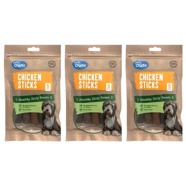 15x Pets Own Chicken Sticks Natural Healthy Pet/Dog Treats/Rewards/Chews/Twist