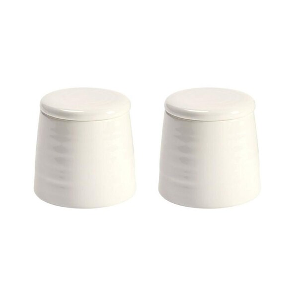 2x Butlers Hush 9.5x8.5cm Dresser/Bathroom Sink Ceramic Canister/Storage WHT