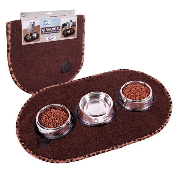 White Magic 67x41cm Ecocloth Microfibre Pet Dog/Cat Non-Slip Food Dish Bowl Mat