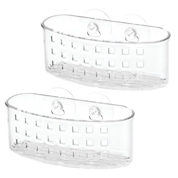 2x iDesign Classic 16.5cm Suction Bath Caddy Hanging Organiser Storage Basket