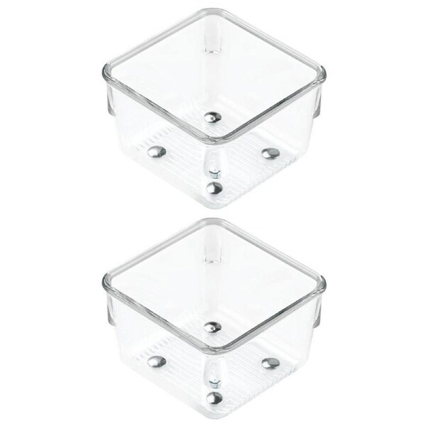 2x iDesign Linus 7.6x5.1cm Kitchen Drawer Organiser Home/Office Storage Tray CLR