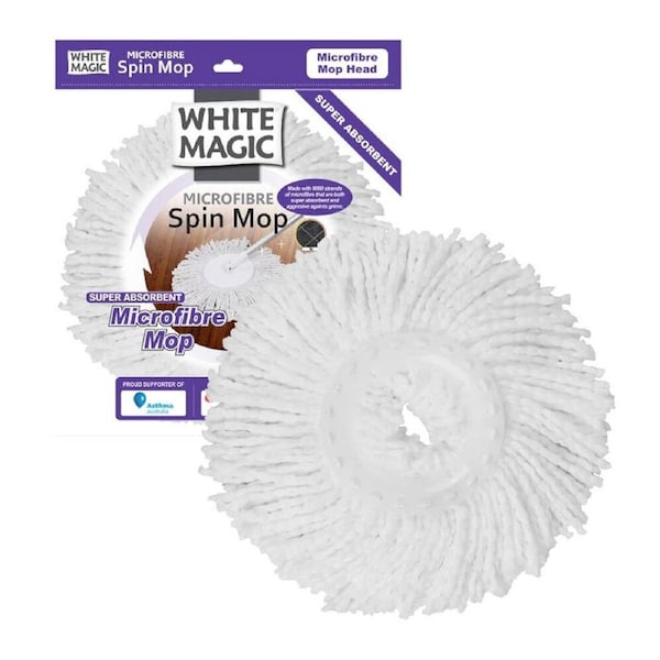White Magic 40cm Microfibre Head Replacement Super Absorbent Refill For Spin Mop