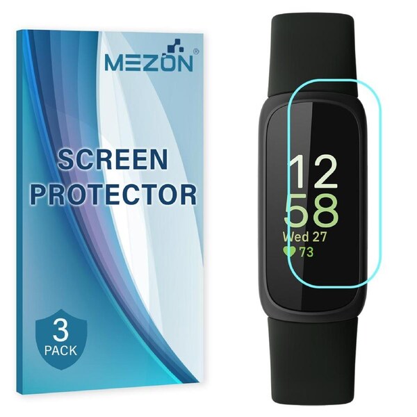 [3 Pack] Fitbit Inspire 3 Ultra Clear Screen Protector TPU Film for Fitness Tracker by MEZON – High Protection, Shock Absorption (Inspire 3, Clear)