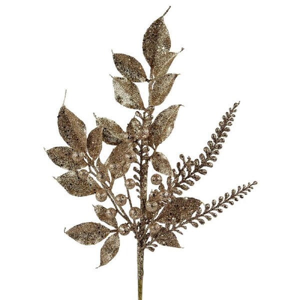 54cm Gold Leaf, Berry & Eucalyptus Native Spray Long Christmas Stem