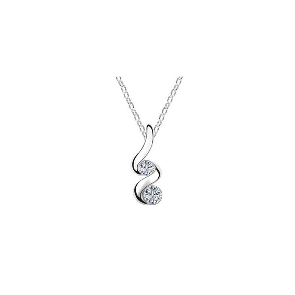 Crystals from SWAROVSKI ® White Gold Plated Double Solitaire Necklace