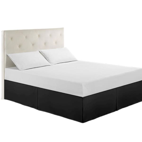 Luxury Fully Fitted Bed Skirt - Dress Up your Bed with Beautiful Luxury Fully Fitted Bed Skirt gives your bedroom a new touch and elegance - King - Black