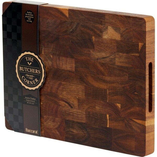 Baccarat Butchers Corner Acacia Timber End Grain Board 38X28X3cm - 38 x 28 x 3cm