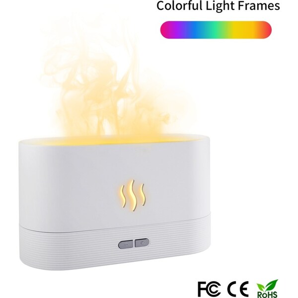 ACA Aroma Air Humidifier Flame Light RGB Ultrasonic Purifier Essential Oil Diffuser 180ml White Halloween Christmas Gift