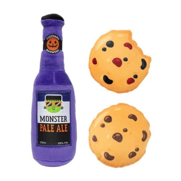 Monster Pale Ale & Cookies Halloween Dog & Puppy Toys by FuzzYard 3 Pack
