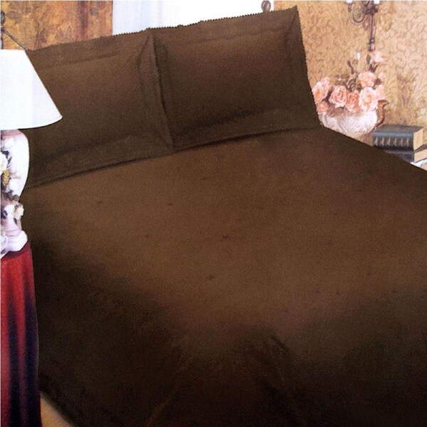 Easy Care Embroidered Polyester Cotton Quilt Cover Set Chocolate Queen