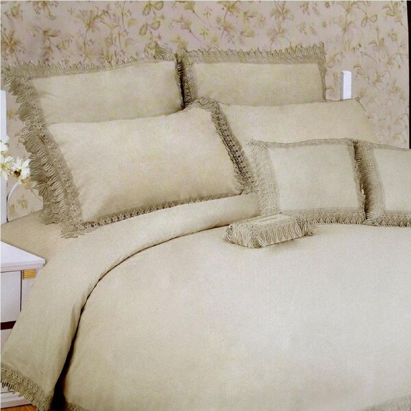 Easy Care Embroidered Polyester Cotton Quilt Cover Set Latte (also known as Grey) Queen