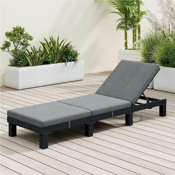 Black Rattan Sunbed with Adjustable Recline