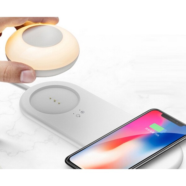 2Pcs Dimmable LED Table Lamps With Wireless Charge Station with Night light