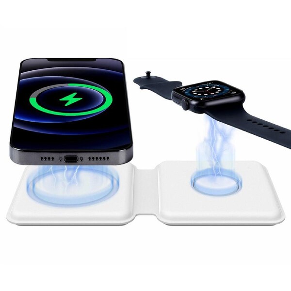 Folding double Magnetic 15W Wireless Charger for iphone 12 and iWatch