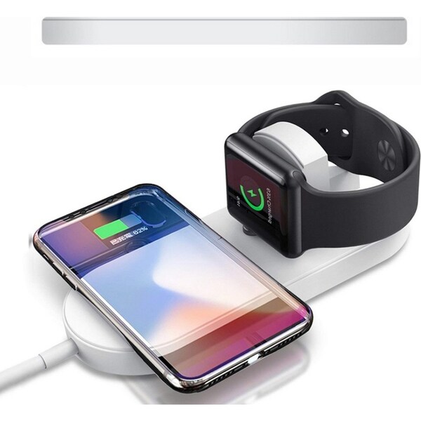 2 in 1 Wireless Charging Pad for iPhone and Apple Watch-White