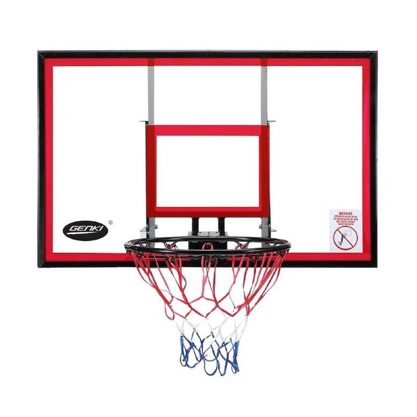 Indoor Basketball Hoop Wall Mounted Backboard Ring System Set Net Door Goals Rim Standard No.7 Balls 110 x 70cm