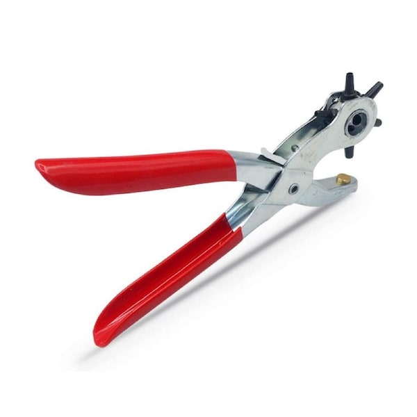 Leather Hole Punch Hand Pliers 6 Sized Tools Revolving Punch Plier For Belts Watch Bands Straps Shoes Pet Collars Handbags Saddles