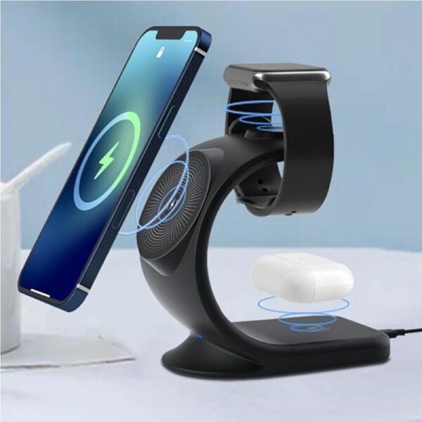 15W Three-in-one Magnetic Charger holder Multifunctional Mobile Phone Bracket for iphone/Apple Watch