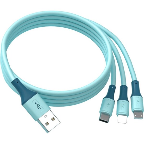 3 in 1 Silicone Data Cable Is for Apple Android Type-C-1M