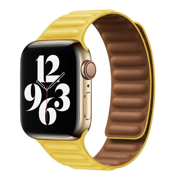Magnetic Leather band for iWatch 38/40/41mm and Series SE/7/6/5/4/3/2/1-Yellow