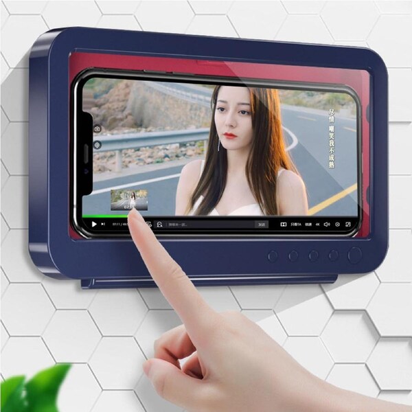 Wall mounted bathroom waterproof phone case with rotatable